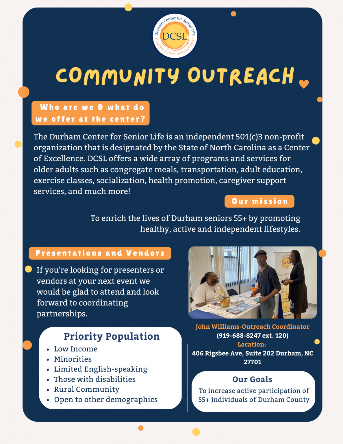 Community Outreach Durham Center For Senior Life Nonprofit Organization Community Outreach Durham Center For Senior Life Nonprofit Organization
